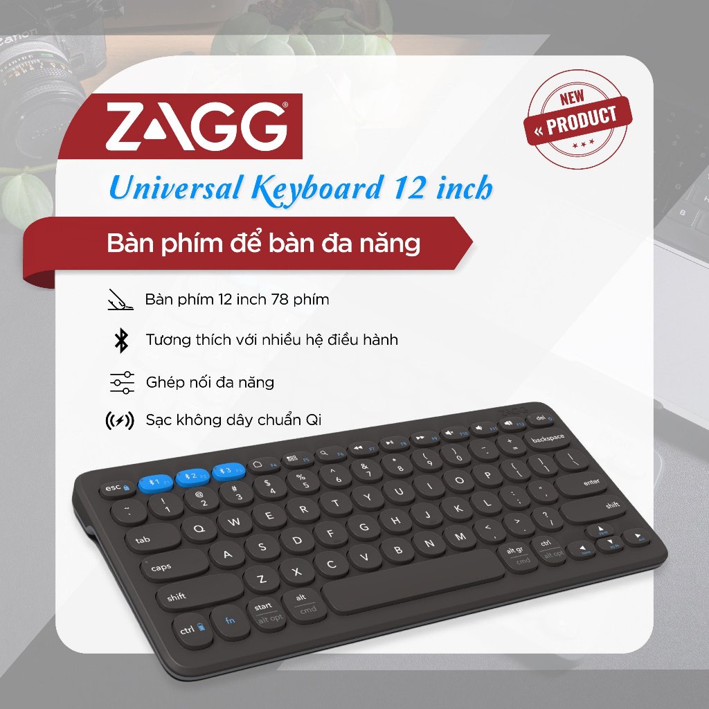 Bàn phím ZAGG Universal Keyboard 12 inch/Mid size/Full size - Bảo hành 1 Năm - Hàng chính hãng