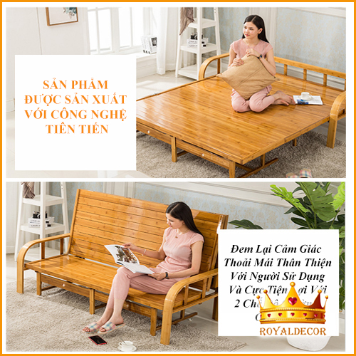 Giường Tre Thông Minh Đa Năng Cho Bà Đẻ, Giường Xếp Thành Ghế Sofa Tiện Lợi Chất Liệu Tự Nhiên, Bề Mặt Nhẵn Mịn, Không Lo Cái Nóng Của Mùa Hè - RoyalDecorHN