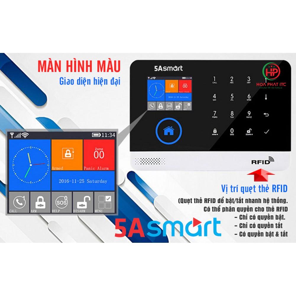 Bộ chống trộm trung tâm dùng sim và wifi 5A Smart 5A-F10, Báo trộm qua điện thoại, gọi điện, nhắn tin - Hàng chính hãng