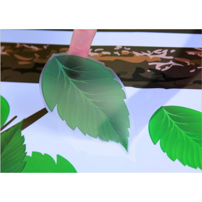 Decal trang trí Cây Lá Xanh Hoa Bướm kèm chữ A.H