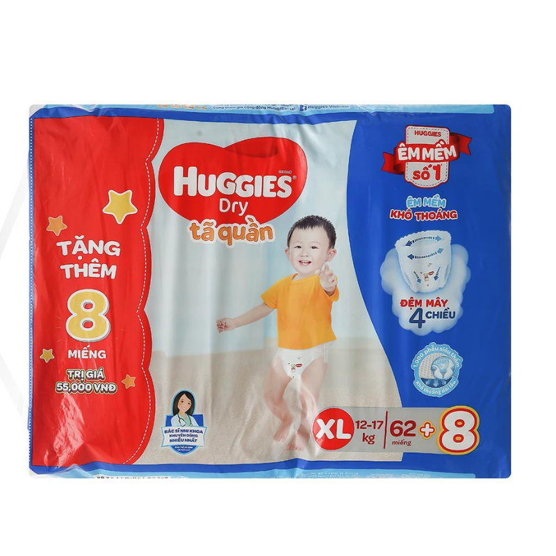 Tã quần Huggies Dry size XXL 56 miếng (cho bé trên 15kg)