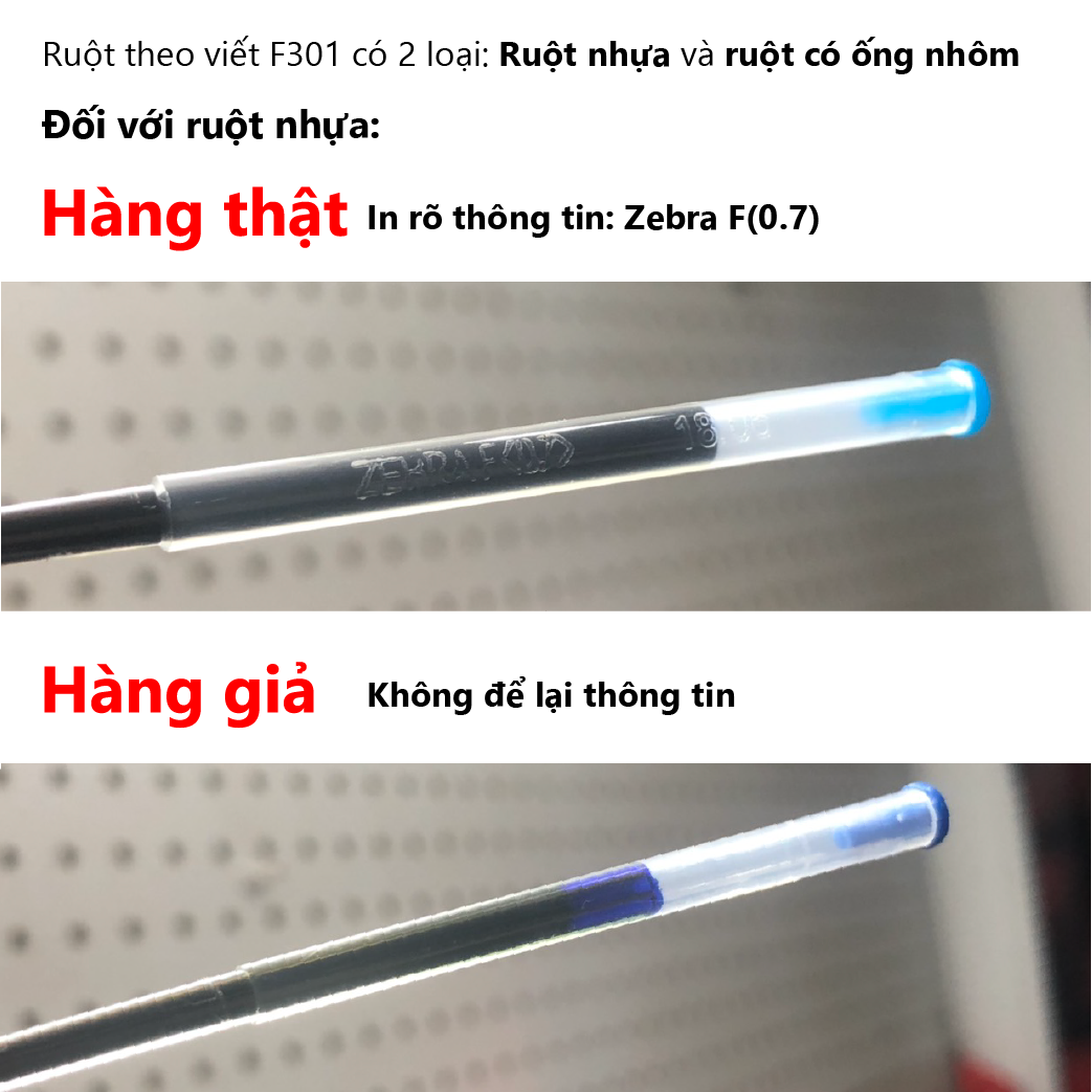 Viết bi bấm kim loại Zebra F301 0.7mm [Chính hãng] - mực xanh