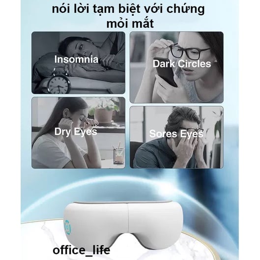 Máy massage mắt thông minh thế hệ mới, thư giãn, giảm đau nhức, quầng thâm tích hợp Bluetooth nghe nhạc thư giãn