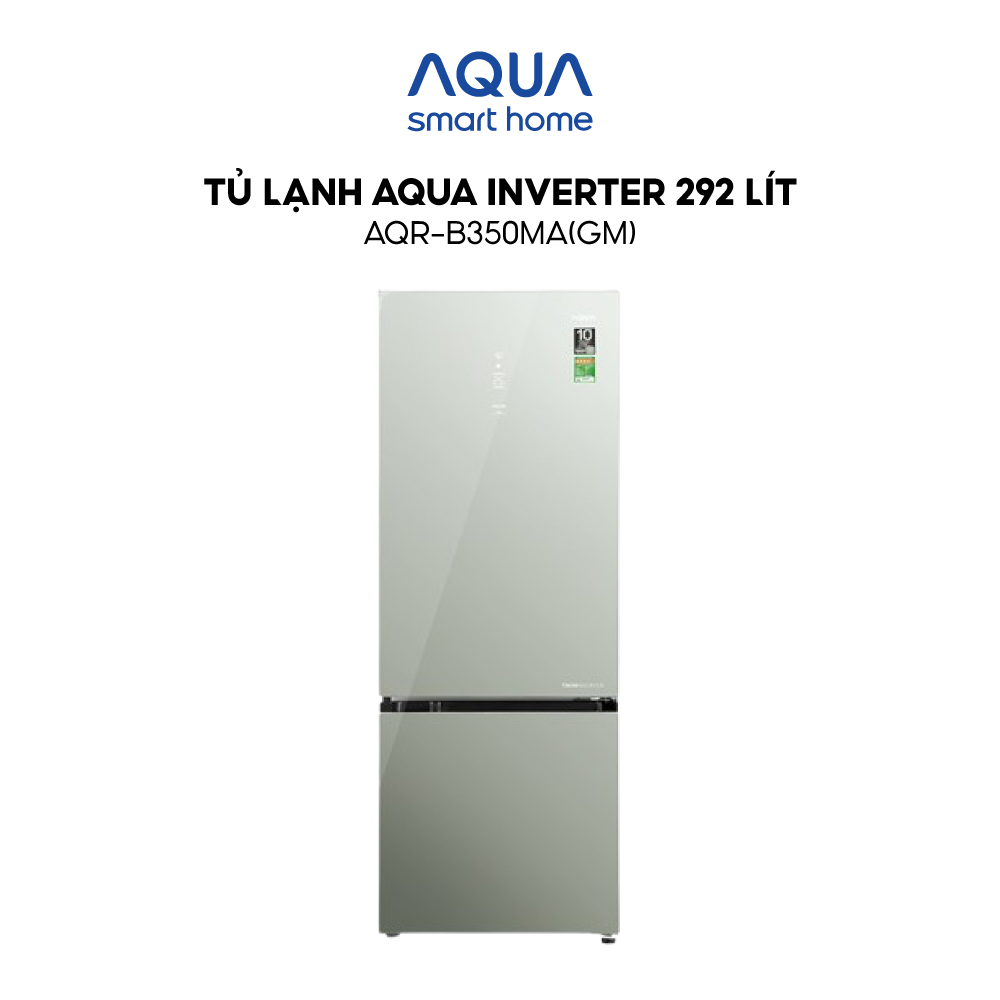 Freeship toàn quốc - Tủ lạnh ngăn đông dưới Aqua Inverter 292 lít AQR-B350MA(GM) - Bảo hành 2 năm - Hàng chính hãng