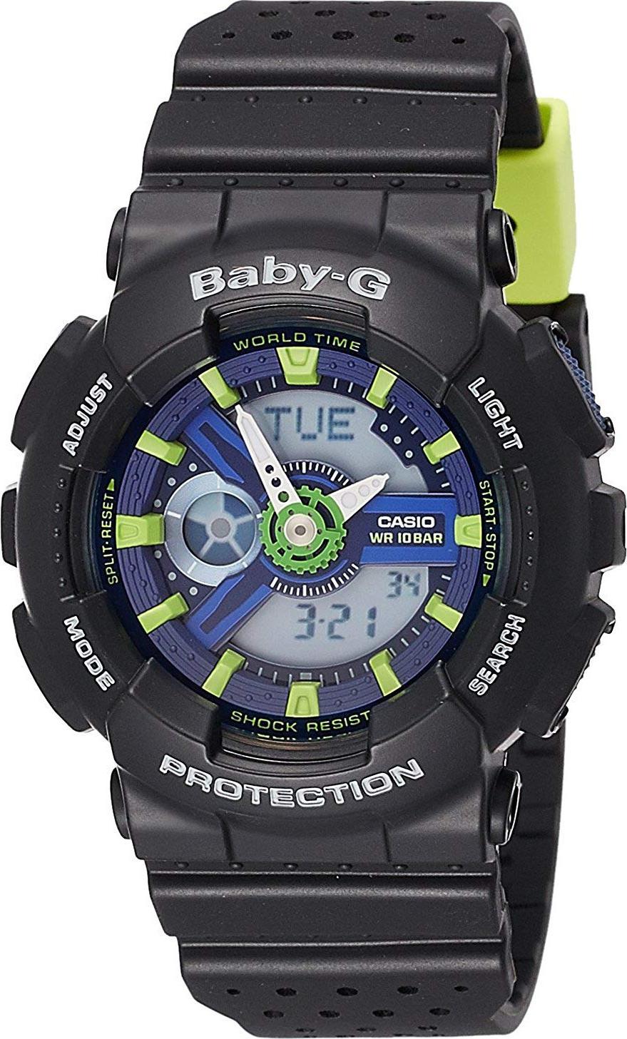 ĐỒNG HỒ NỮ CASIO BABY-G BA-110PP-1ADR Dây nhựa đen - Mặt điện tử kim