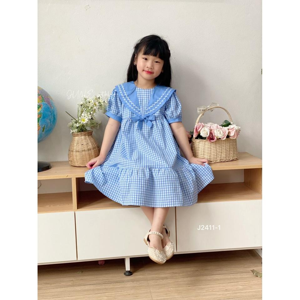 ĐẦM THỦY THỦ SỌC CARO ĐÍNH NƠ SIÊU XINH