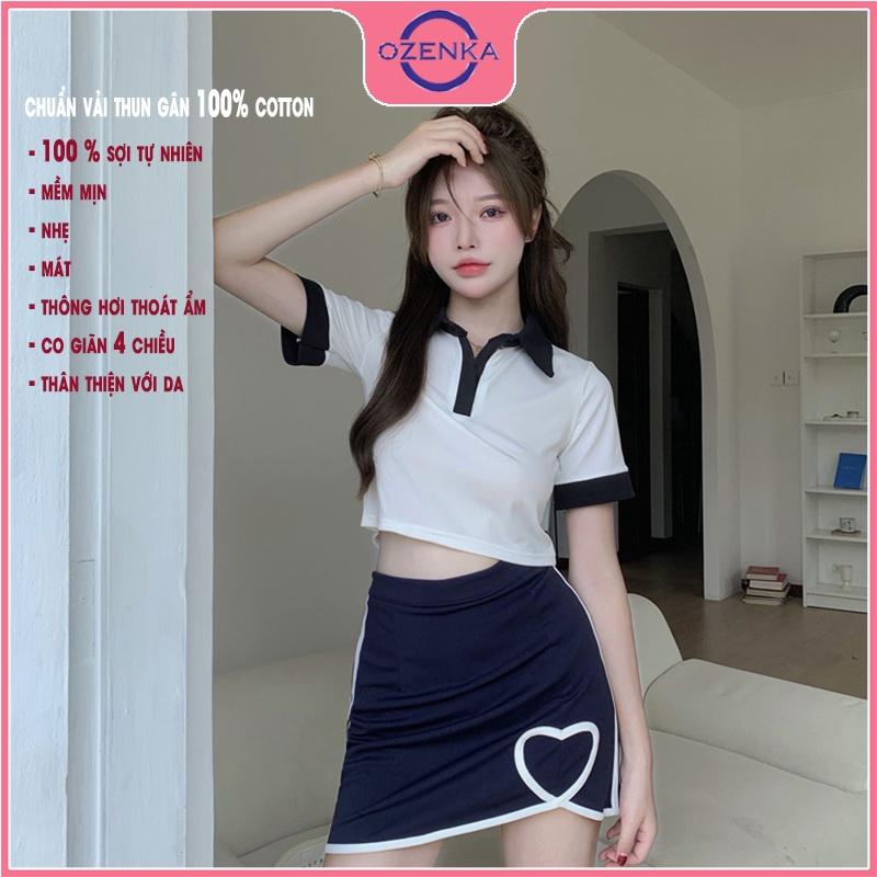 Áo croptop polo nữ đẹp , áo crt cộc tay ôm body cải màu đen trắng thun gân 100% cotton free size dưới 50 kg