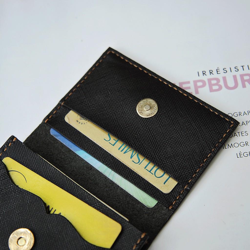 Ví nữ mini màu đen, sản phẩm handmade da bò Saffiano nhập khẩu, miễn phí khắc tên - DT92746