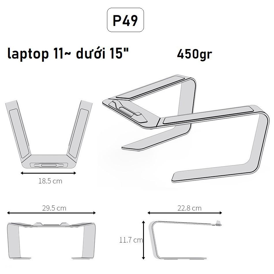 P49 - Giá đỡ laptop tablet bằng nhôm kiêm đế tản nhiệt nâng Macbook máy tính bảng Ipad
