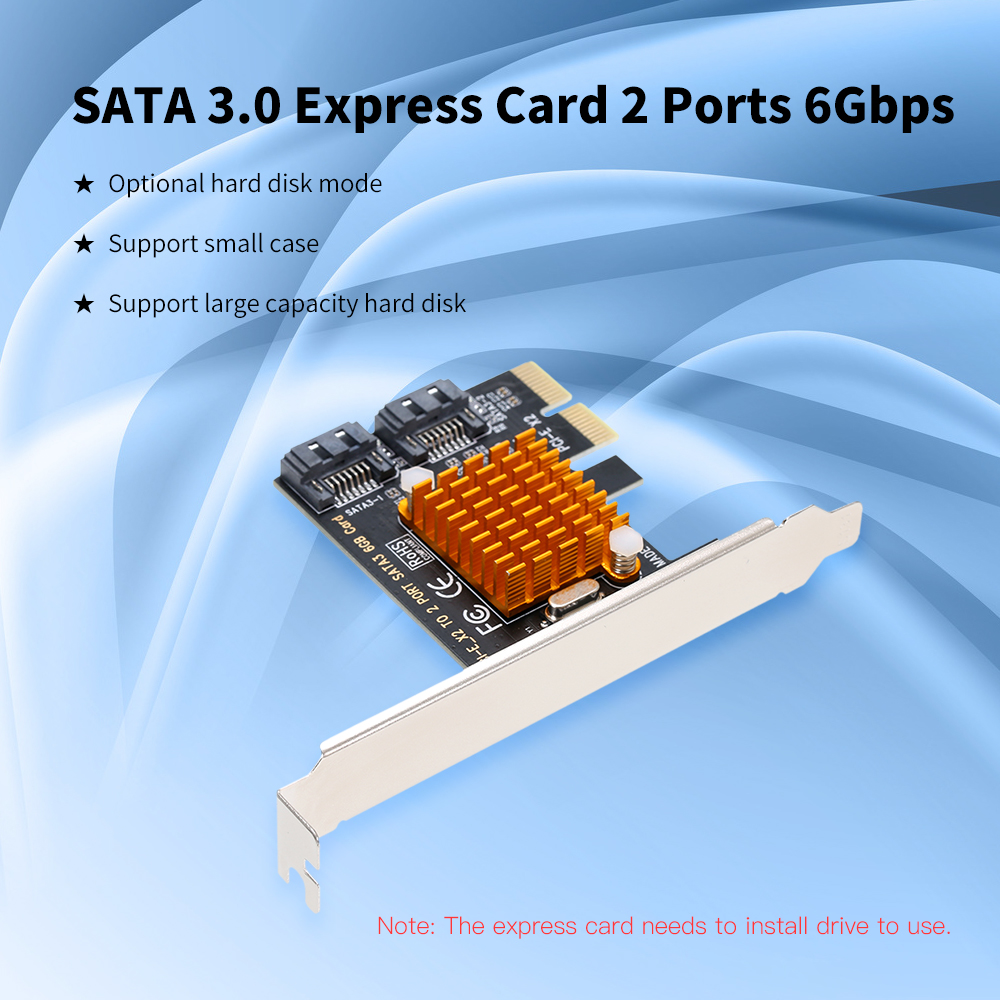 Bộ Điều Khiển SSD PCI-E X2 Sang 2 Cổng SATA3 6GbPS Cho Vỏ Máy Tính Lớn Và Nhỏ