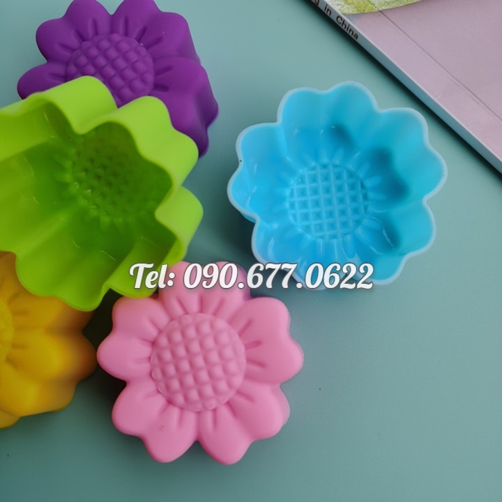 Bộ 10 khuôn silicon 3 lớp làm bánh, rau câu, bánh bông lan, bánh da lợn, bánh Cookie hoa hướng dương – Mã số 1163