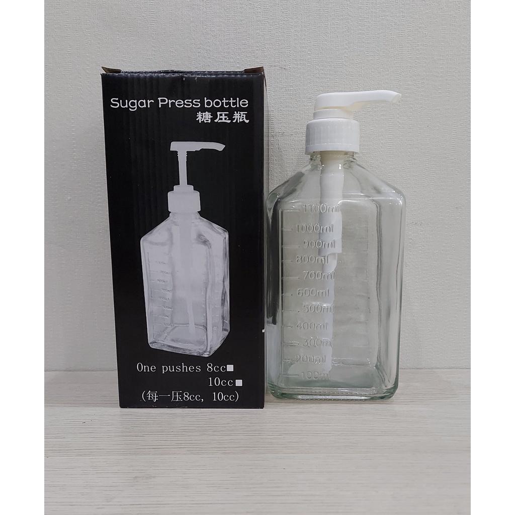 Bình bơm thủy tinh có vòi định lượng 100ml, 80ml đựng dung dịch lỏng, siro, đường, sữa tắm - 100ml