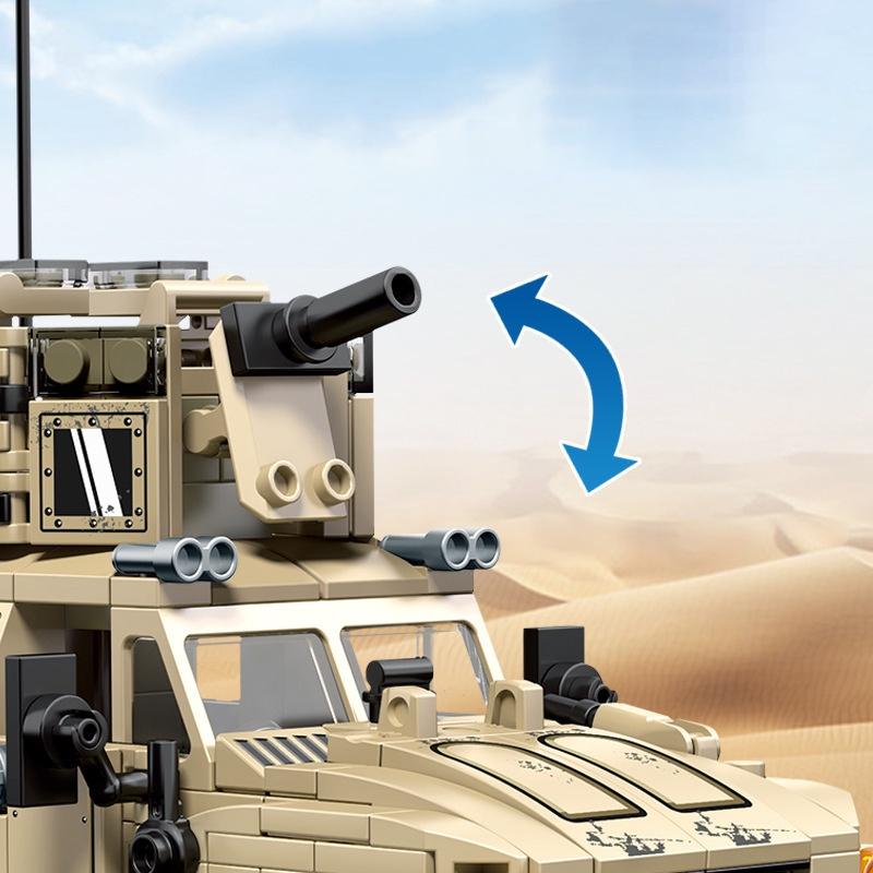 Đồ chơi lắp ráp xe vũ trang M-ATV, Sembo Block 207122 Army Car, Xếp hình thông minh, Mô hình quân sự