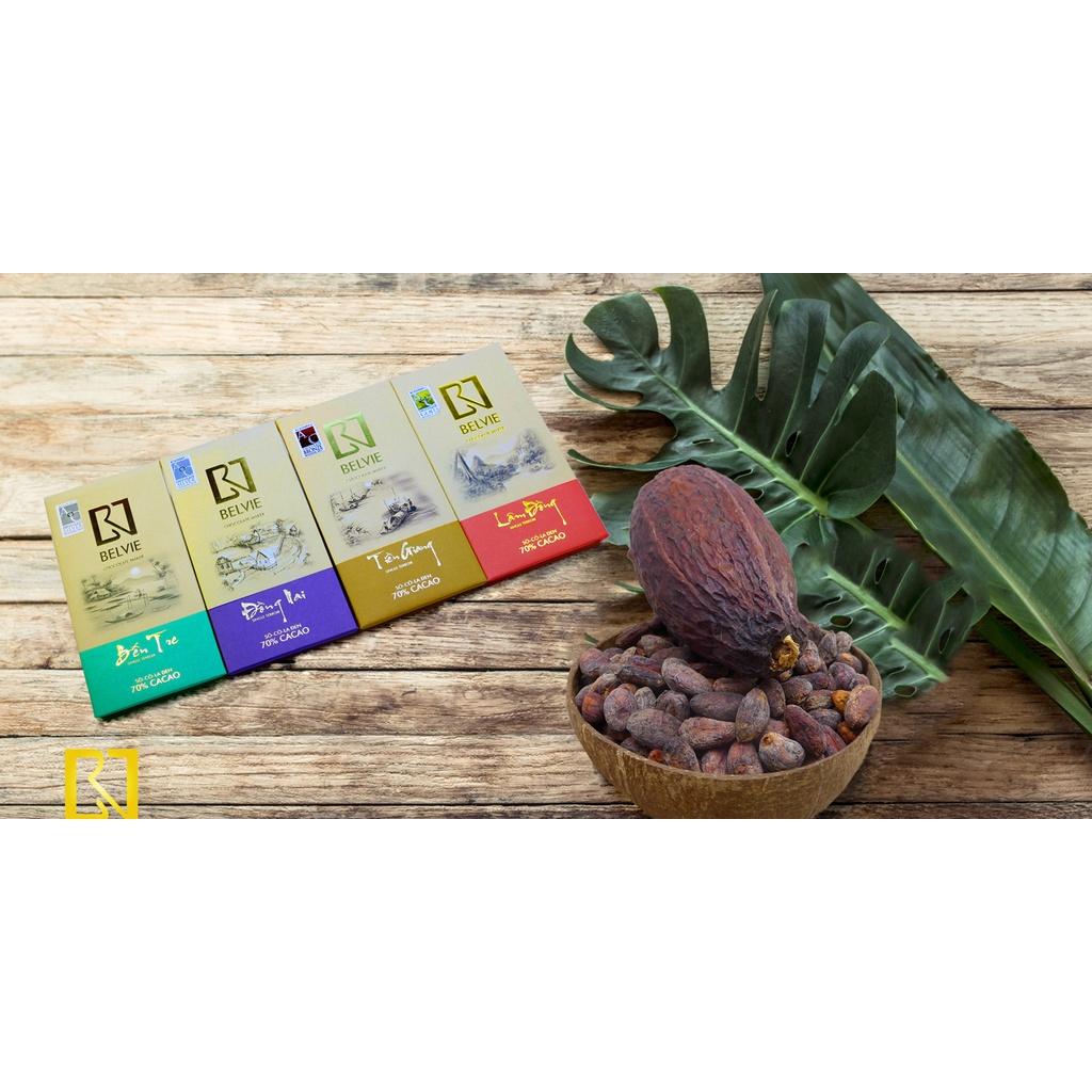 Bộ 4 thanh socola đen 70%