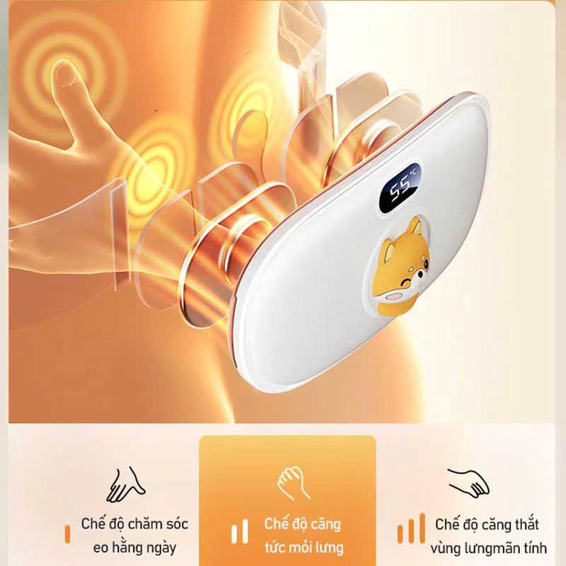 Máy chườm nóng hỗ trợ giảm đau bụng kinh có 4 chế độ massage và 3 mức nhiệt ấm bụng: 40-60 độ C Pin sạc UBS, món quà ý nghĩa tặng người yêu MÀU HỒNG