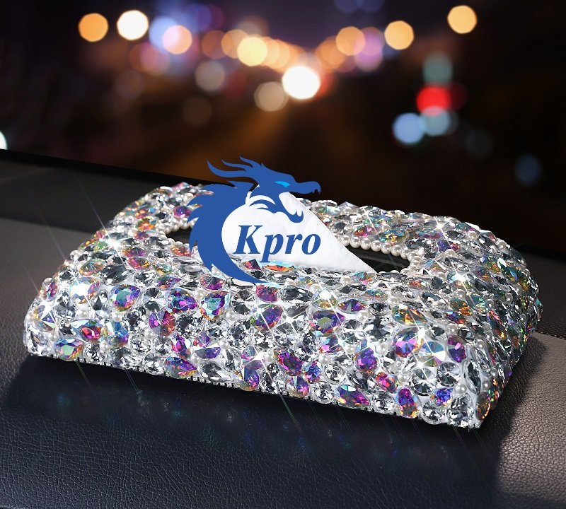 Hộp đựng giấy, khăn giấy để bàn, ô tô đính đá 7 màu - Hàng Kpro chất lượng cao