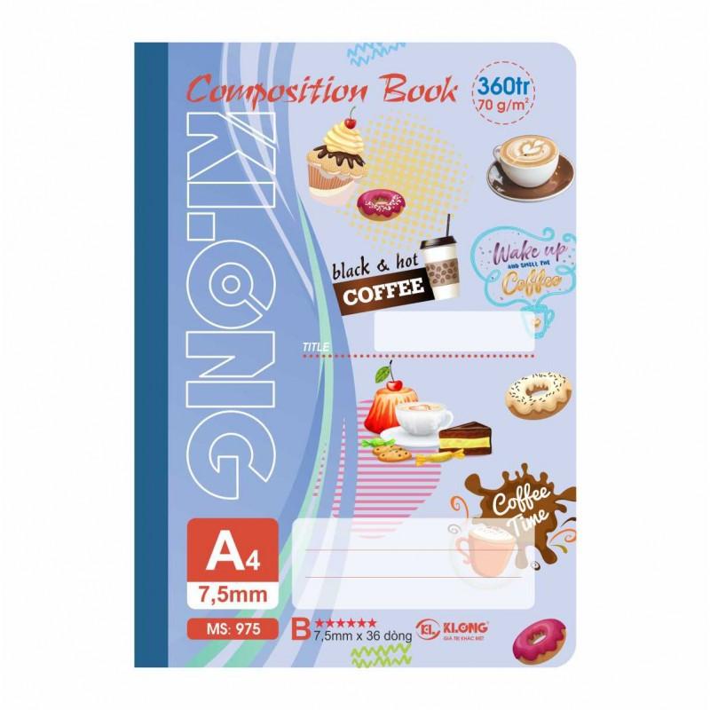 Sổ may dán gáy KLONG 360tr A4 kẻ lề 70/90; MS: 975