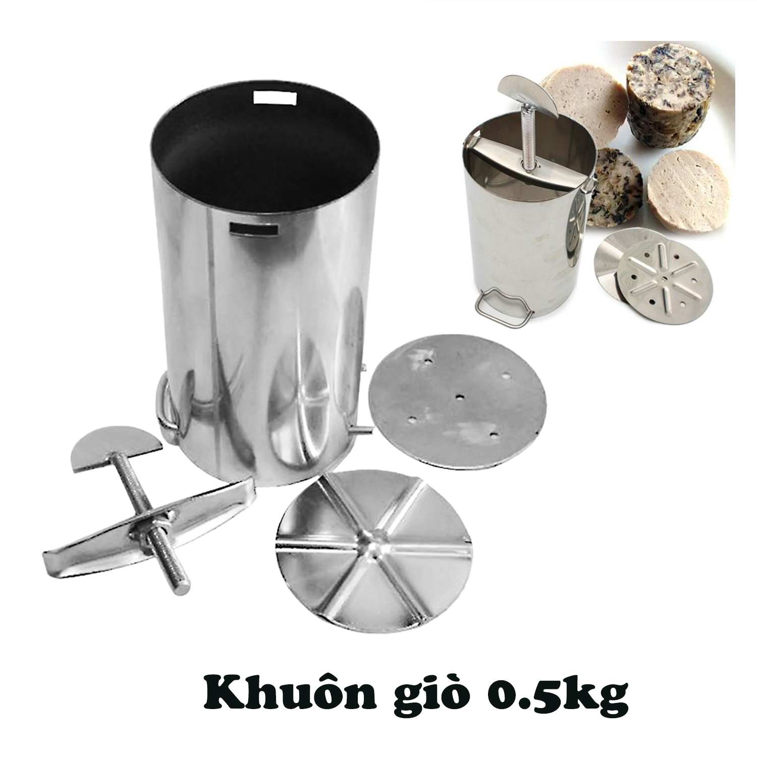 Combo 2 khuôn làm giò chả 0.5kg bằng inox 304 cao cấp không gỉ