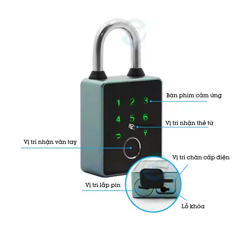 Ổ Khóa Thẻ Từ Mật Khẩu Mã Số Vân Tay Thông Minh Hỗ Trợ Chìa Cơ T55D