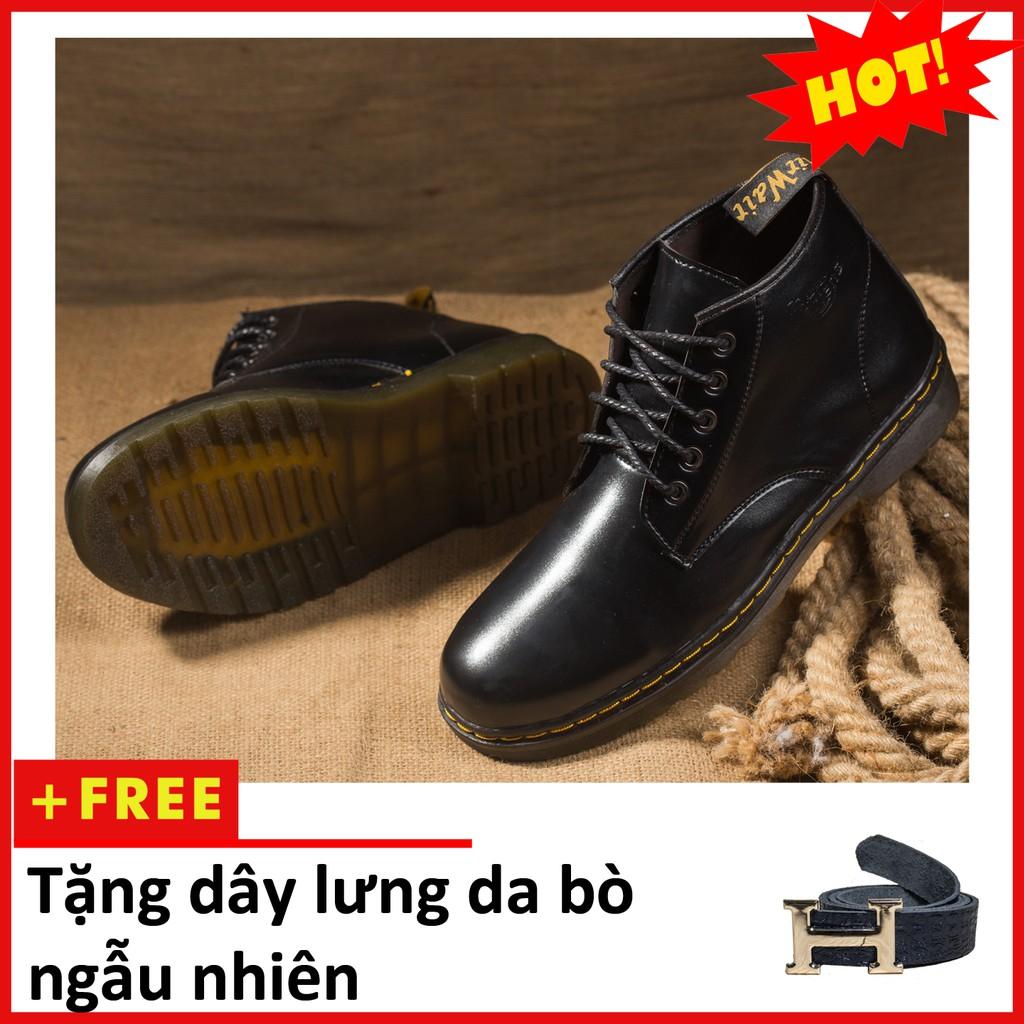 Giày Boot Nam Cổ Lửng Đế Khâu Da Trơn Màu Đen Cực Chất - M354-DEN (TL)-DEN