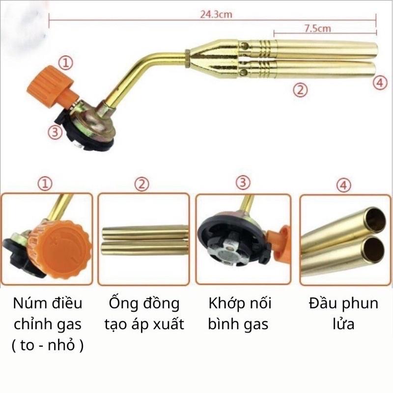Khò ga đồng 2 nòng lắp bình gas mini