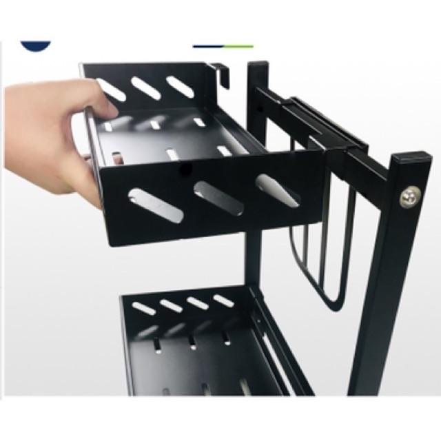 Kệ nhà bếp, kệ gia vị,kèm cắm dao thớt inox màu đen cao cấp