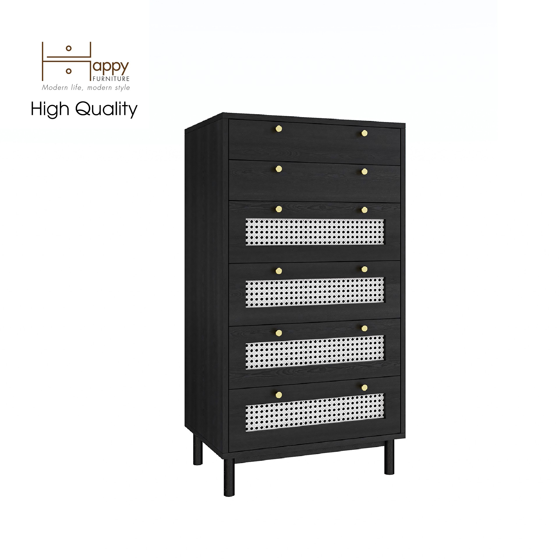 [Happy Home Furniture] ROTAN, Tủ đựng đồ 6 ngăn kéo - chân sắt, 60cm x 45cm x 112cm ( DxRxC), THK_128