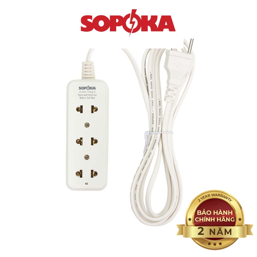 Ổ 3 cửa chịu tải 1200W SOPOKA 3B 3C dây 2,5M-4,5M