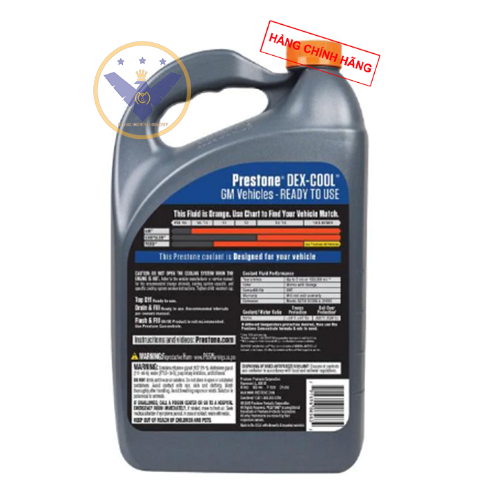 COMBO Nước làm mát xe ô tô DEXCOOL Prestone can 3.78L + Súc két nước 200ml