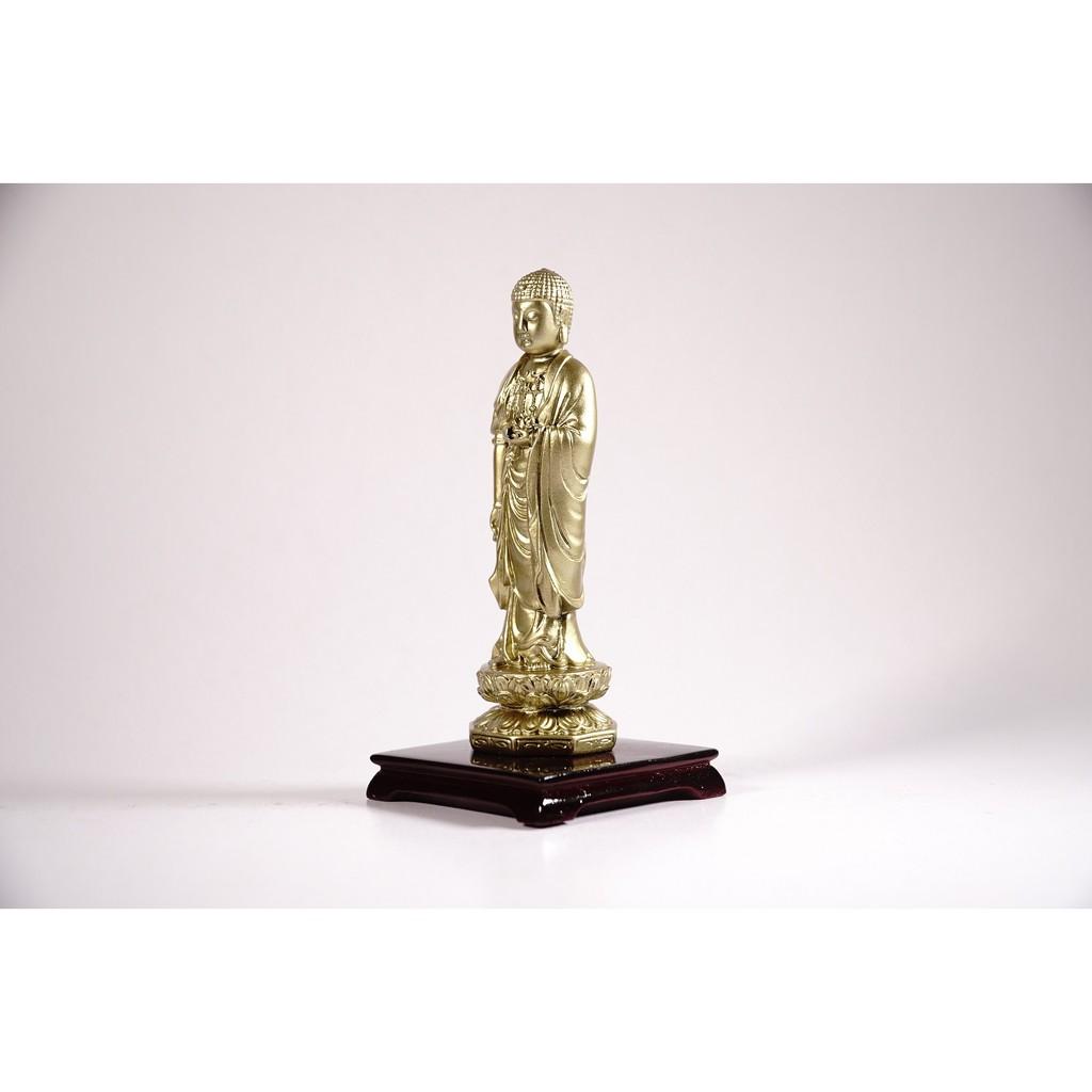 Tượng phật A Di Đà đứng có đế mạ đồng - Cao 13cm