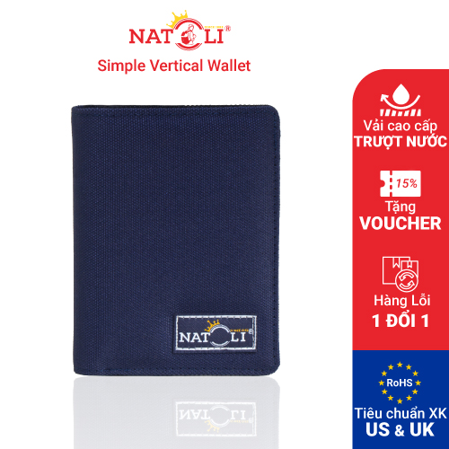 Ví da nam nữ dáng đứng NATOLI gập đôi đựng thẻ cao cấp BST Simple Vertical Wallet V3