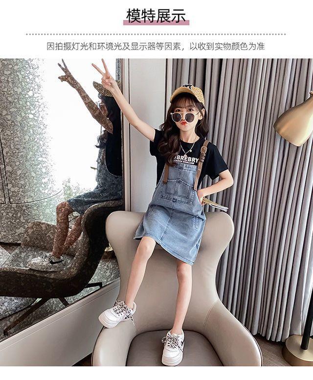 DONGSHOP 2023 Mùa xuân và mùa thu tây phiên bản Hàn Quốc của cô gái váy trẻ em denim dây đeo váy vest đầm bé