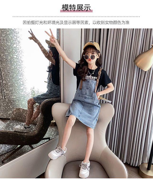 CHENGRUI 2023 Mùa xuân và mùa thu tây phiên bản Hàn Quốc của cô gái váy trẻ em denim dây đeo váy vest đầm bé