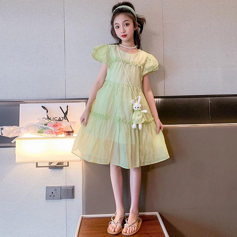 DONGSHOP Váy mùa hè cho bé gái 20233 Mid-Boy 9 Váy công chúa Hàn Quốc cho trẻ em mùa hè váy mỏng