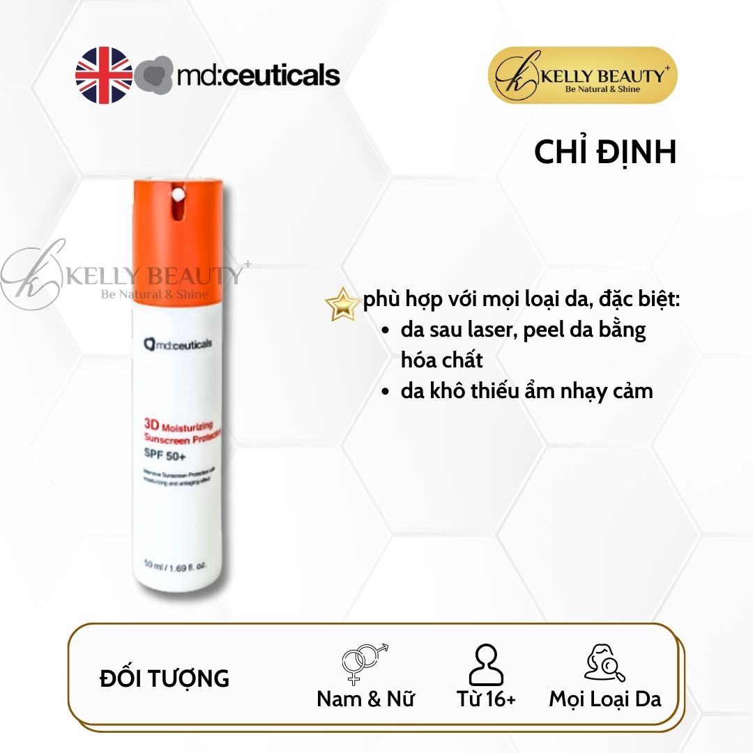 Kem Chống Nắng Cho Da Treatment - 3D Moisturizing Sunscreen Protection SPF 50+ - MD:Ceuticals | Kelly Beauty