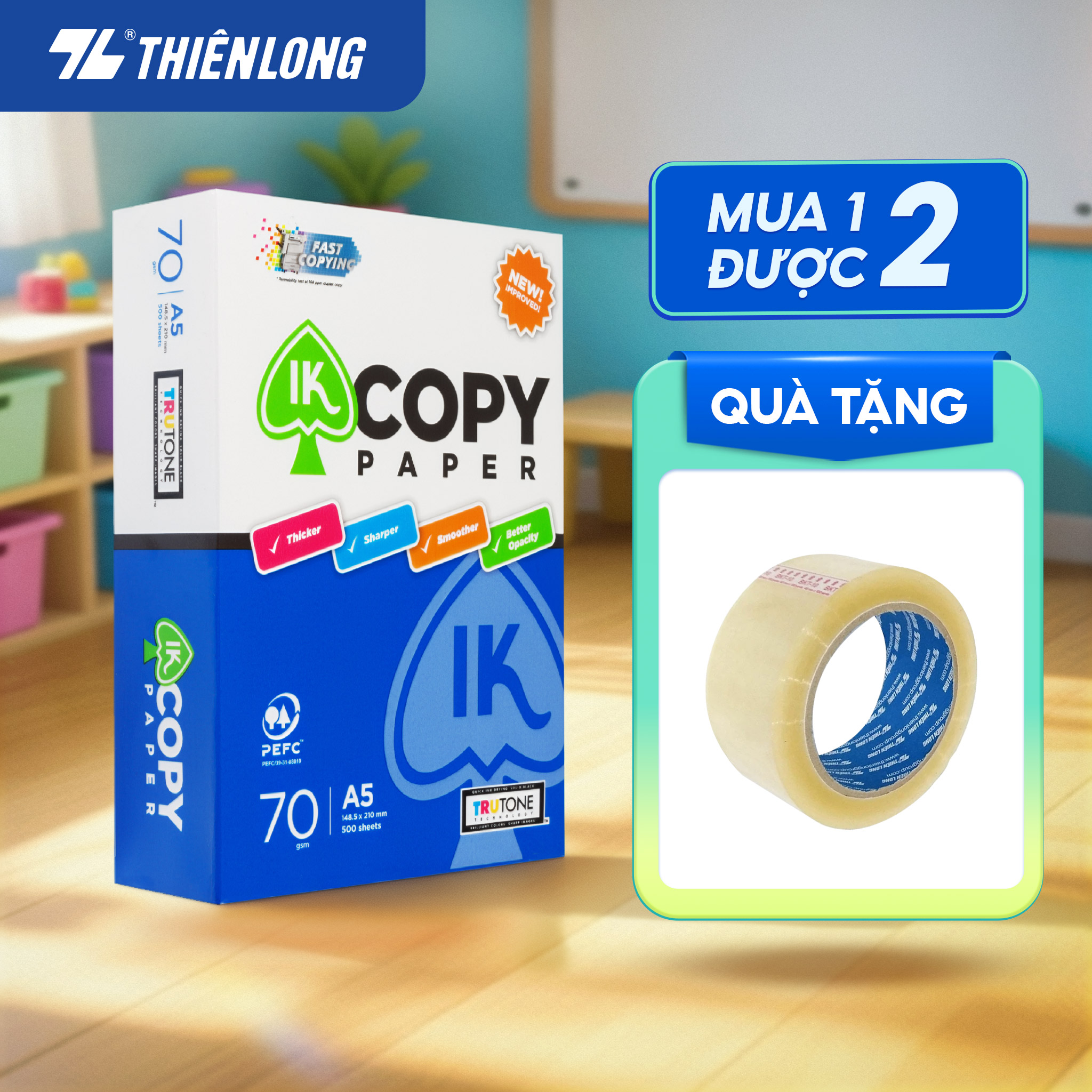 Combo 10 Ream giấy A5 70 gsm IK Copy (500 tờ) - Hàng nhập khẩu Indonesia hàng nguyên thùng tiện lợi hơn