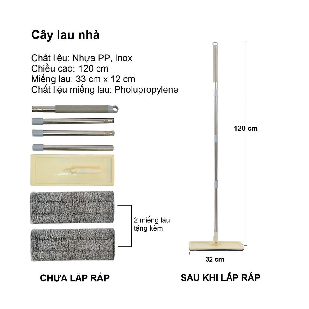 Cây lau nhà thay thế 12x32x120 Cây lau nhà tự vắt lẻ - không kèm thùng