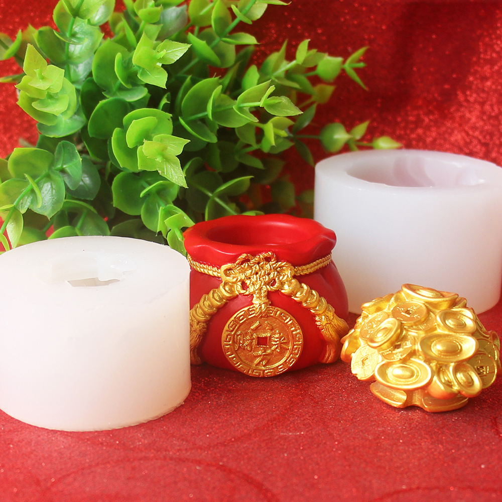 Combo 2 Hủ Đựng Muối Gạo Chiêu Tài Lộc , Túi Thần Tài May Mắn Trang Trí Ban Thờ Thần Tài