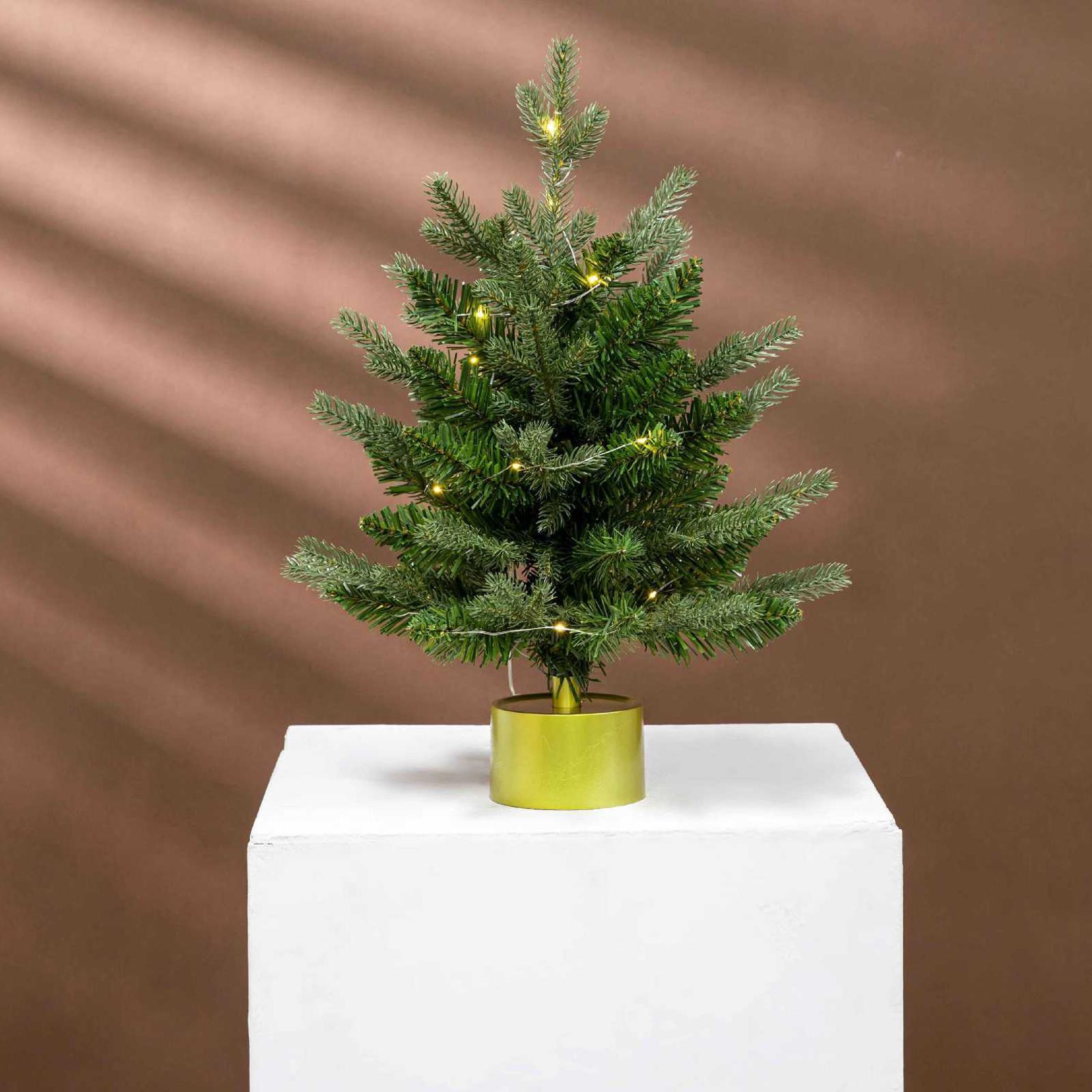 Mini Christmas Tree with Lights Centerpiece Flocked Christmas Tree for Desk Table Top