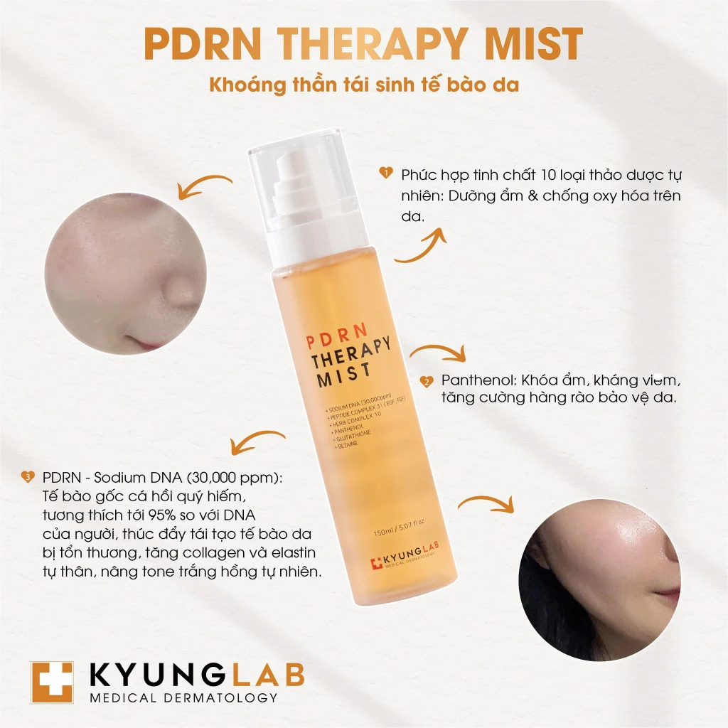 Xịt khoáng dưỡng ẩm Kyung Lab Pdrn Therapy Mist 150ml - cấp ẩm, dưỡng trắng và phục hồi da