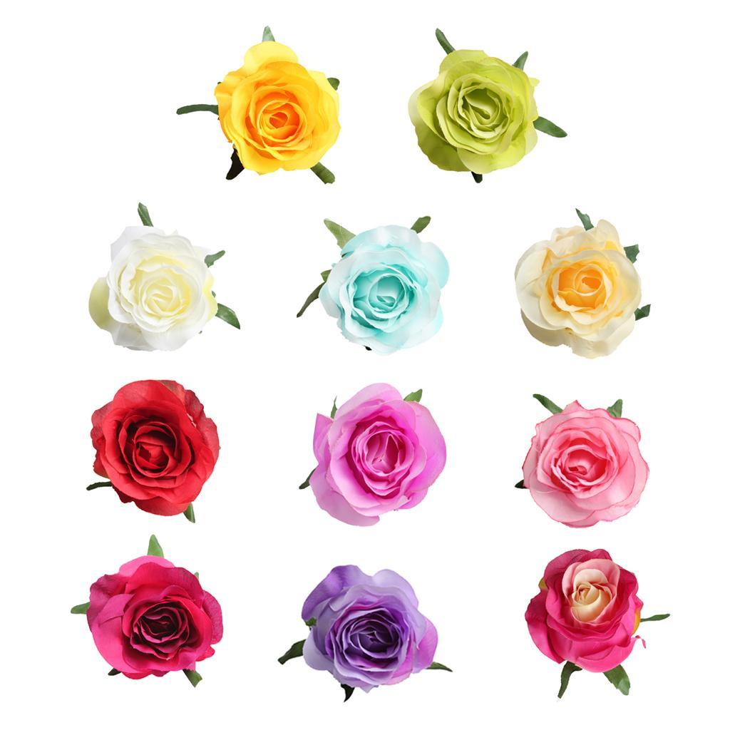 2X 10pcs Artificial Silk Rose Flower Head DIY Bouquet Wedding Decor Multi