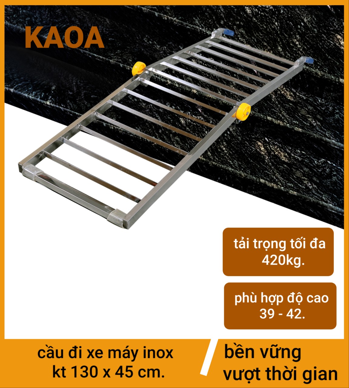 Thang đi xe máy inox  . kt 130x45cm