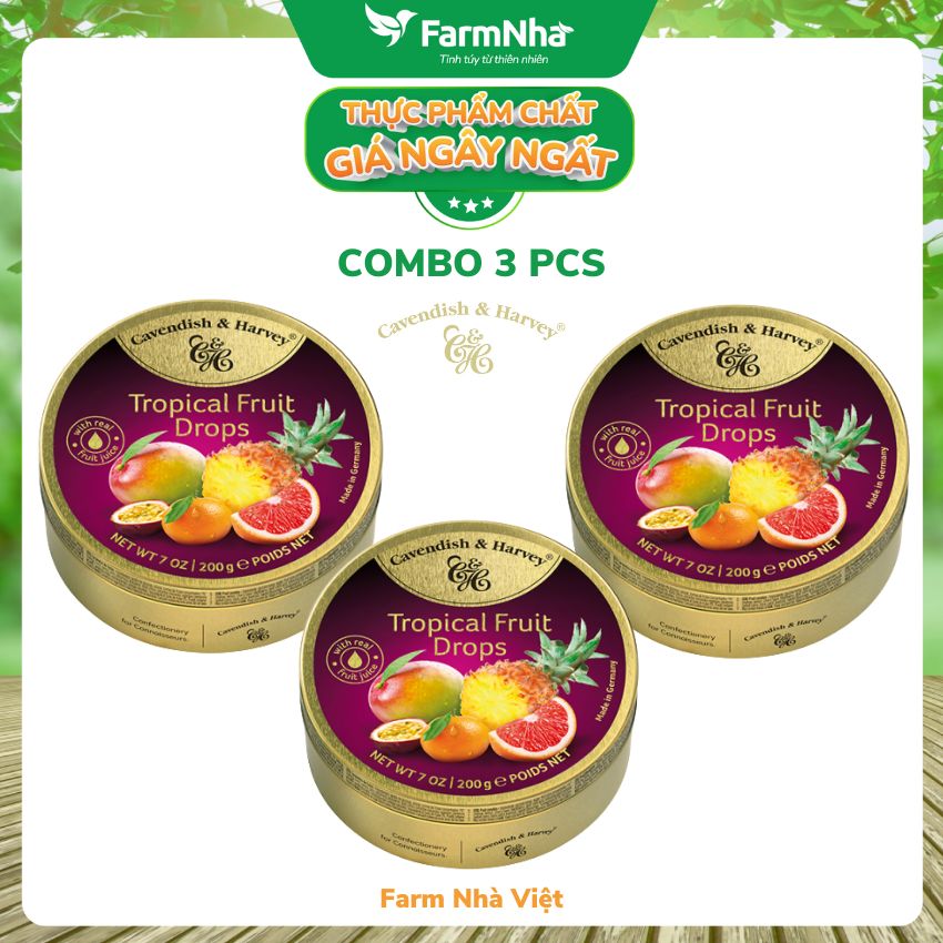 Kẹo trái cây Cavendish & Harvey vị TROPICAL FRUIT 200gr - Hương vị tự nhiên tuyệt vời từ Đức