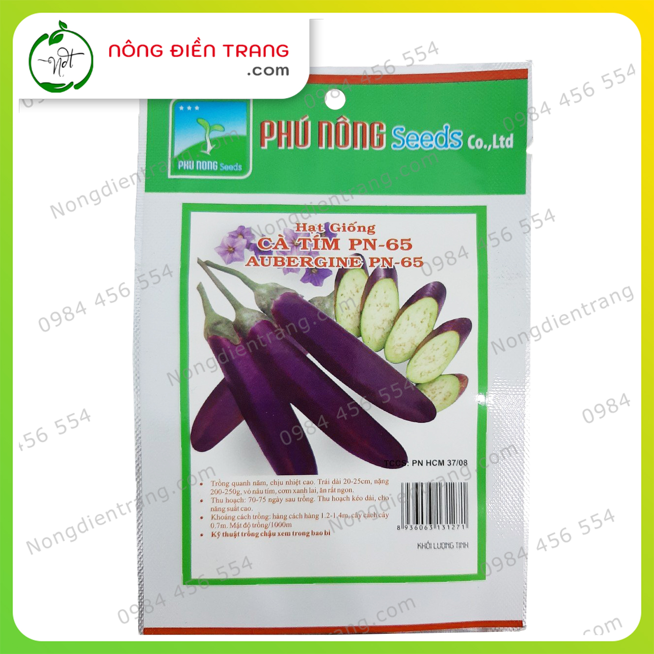 Hạt Giống Cà Tím Dài F1 Cao Sản Phú Nông - Gói 0.2g - Giống Tốt Sai Quả Dễ Trồng Trồng Quanh Năm Độ Nảy Mầm Cao VTNN Nông Điền Trang