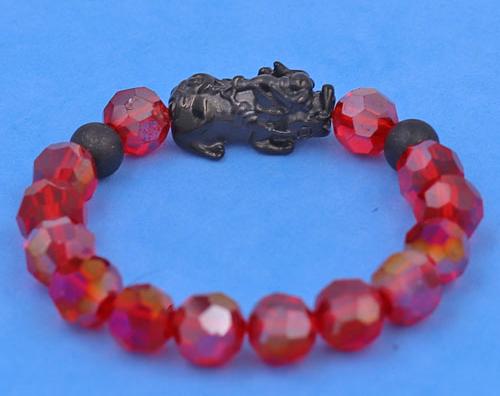 Vòng tay Pha Lê Cắt Giác Đỏ 10 ly mix Tỳ Hưu Inox 2 Bi VFLGOTHTRHB10 - Vòng tay thời trang phong thủy