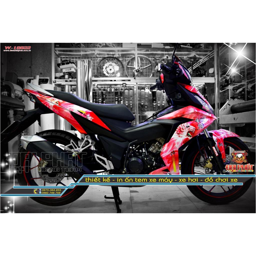 Tem Trùm Xe Winner Bạch Hổ Trắng Đỏ - W-18822