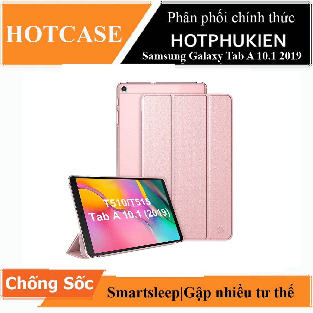 Bao da chống sốc cho Samsung Galaxy Tab A 10.1 inch 2019 T515 / T510 thiết kế siêu mỏng hỗ trợ Smartsleep, gập nhiều tư thế, mặt da siêu mịn