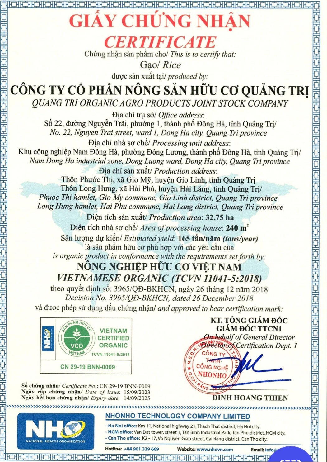GẠO HỮU CƠ QUẢNG TRỊ 5 KG