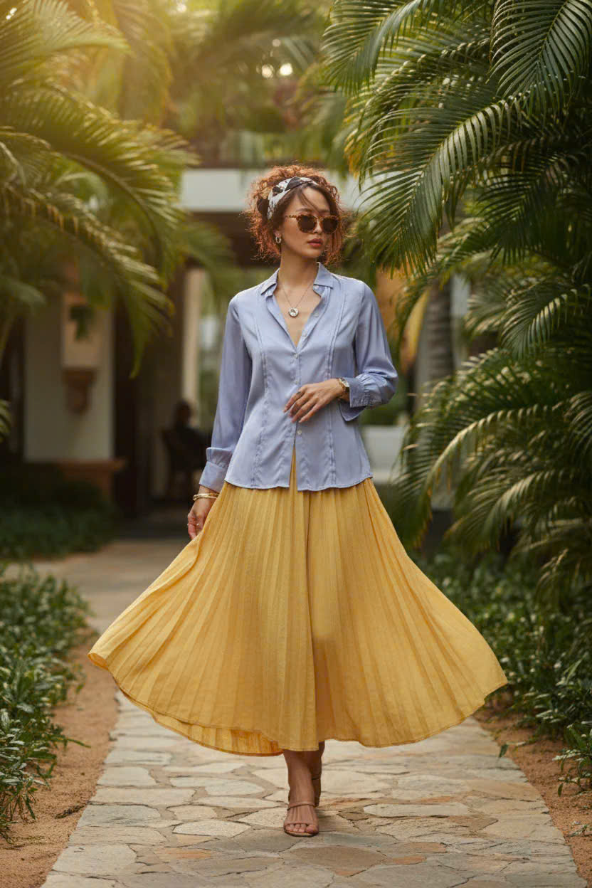 Áo Sơ Mi Lụa Thanh Lâm, Áo Sơ Mi Dài Tay Phong Cách Công Sở Thời trang thiết kế Hity Top173 - L