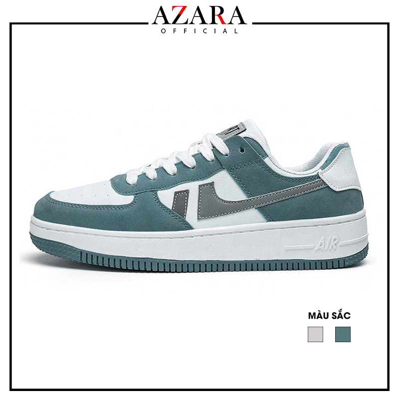 Giày Thể Thao Nam AZARA- Sneaker Màu Xám - Xanh, Giày Thiết Kế Thể Thao, Đế Nhẹ, Vải Thoáng Khí - G5401